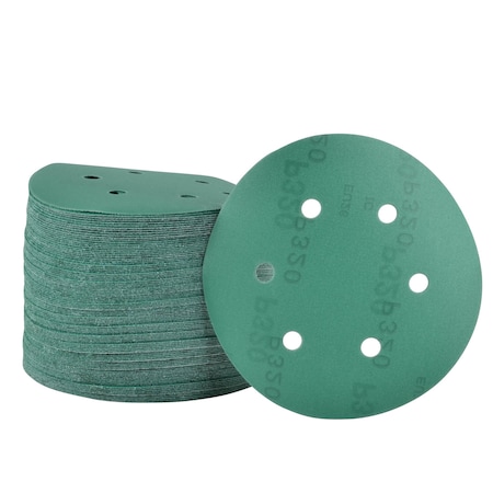 Legit Grit 6 inch Sand paper Disc, 6-Hole, 320 Grit, 100PK LG6-6320-100